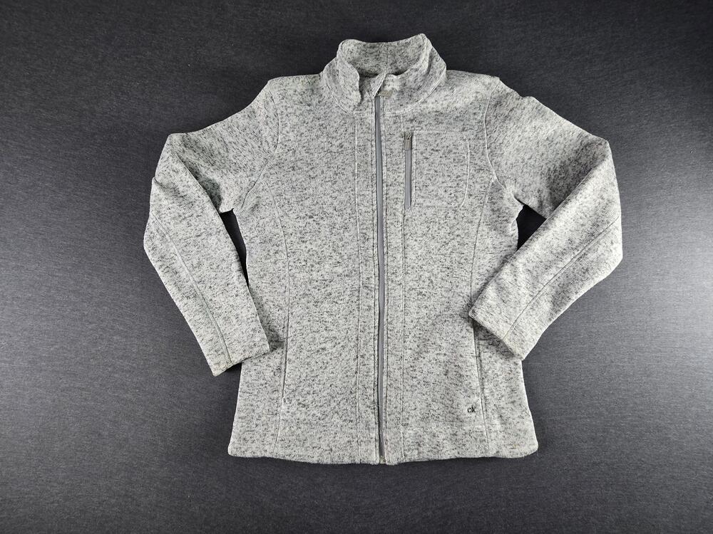 Calvin Klein Jacket Womens Small Gray Fleece Full Zip Pockets Casual Logo